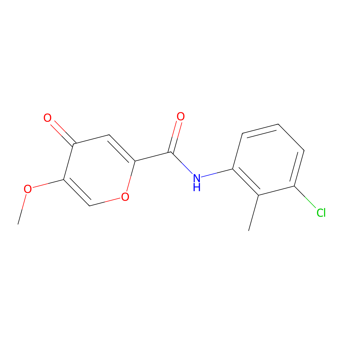 N-(3-chloro-2-methylphenyl)-5-methoxy-4-oxo-4H-pyran-2-carboxamide molecular structure, CAS 1040663-06-6