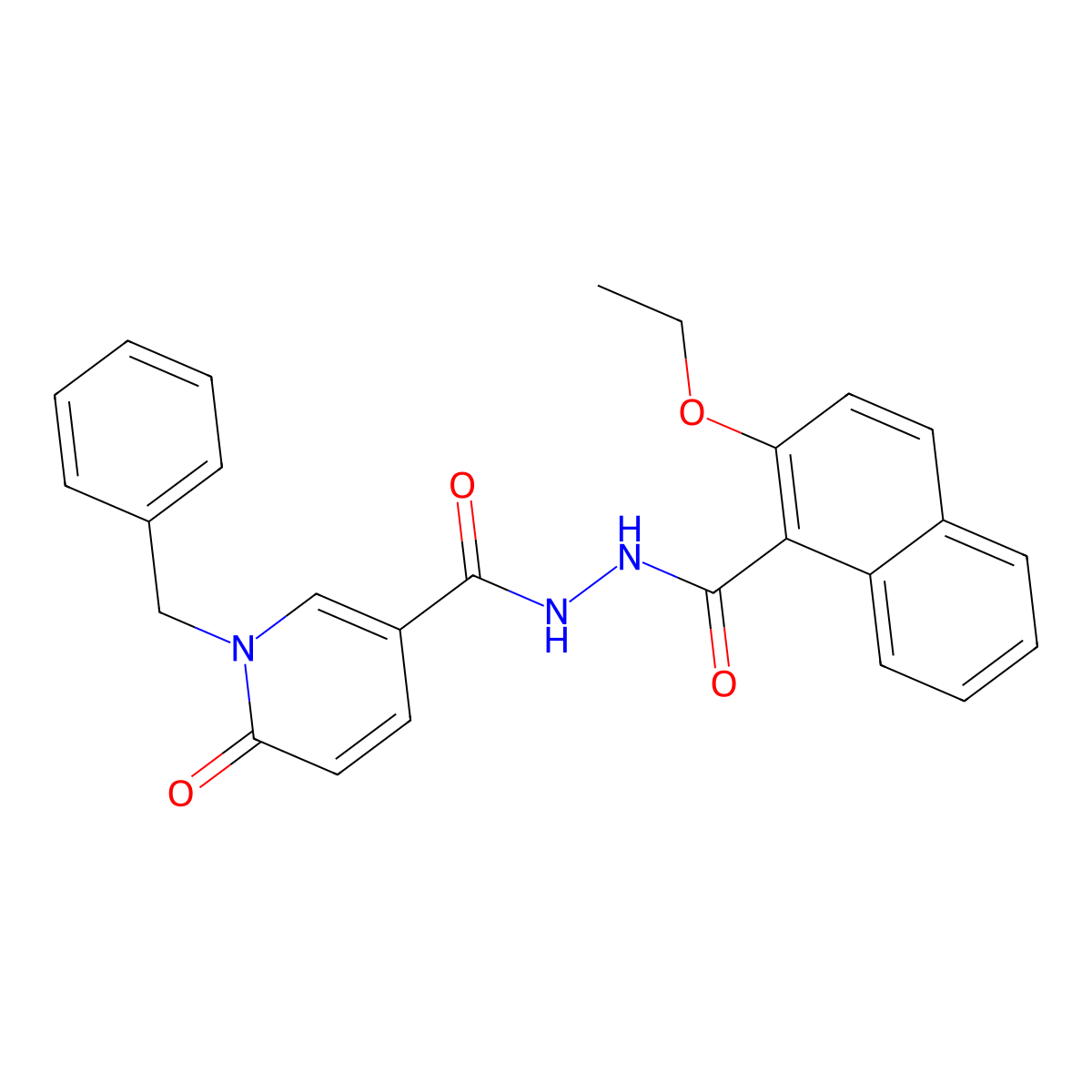 1-benzyl-N'-(2-ethoxy-1-naphthoyl)-6-oxo-1,6-dihydropyridine-3-carbohydrazide molecular structure, CAS 1040663-11-3