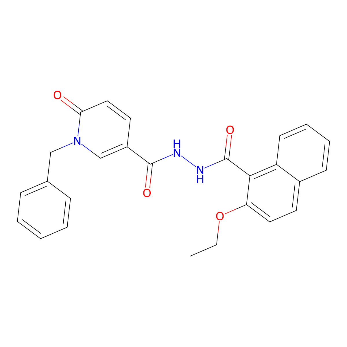 1-benzyl-N'-(2-ethoxy-1-naphthoyl)-6-oxo-1,6-dihydropyridine-3-carbohydrazide molecular structure, CAS 1040663-11-3