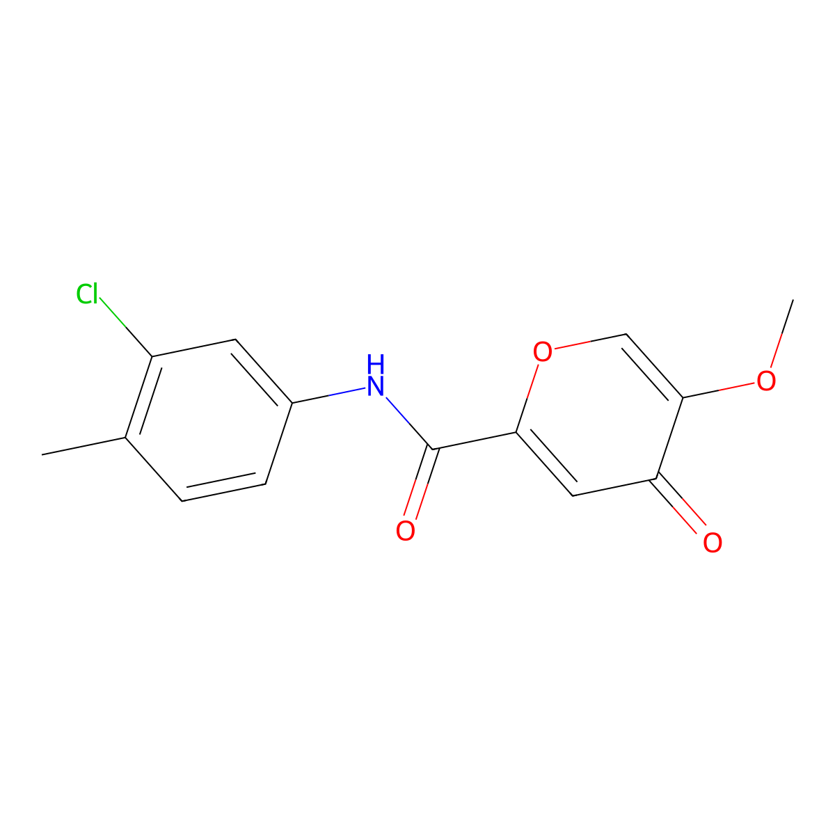 N-(3-chloro-4-methylphenyl)-5-methoxy-4-oxo-4H-pyran-2-carboxamide molecular structure, CAS 1040663-14-6