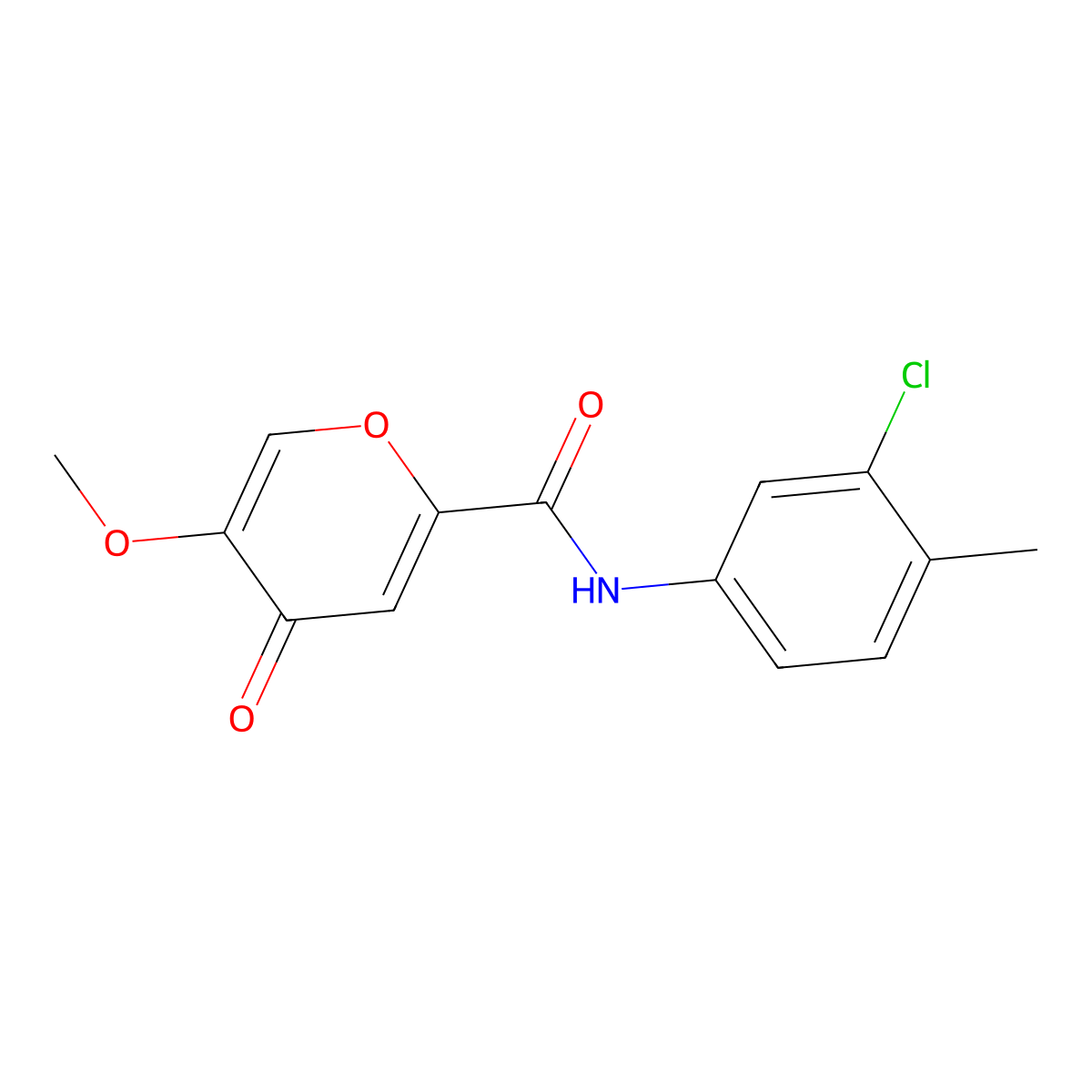 N-(3-chloro-4-methylphenyl)-5-methoxy-4-oxo-4H-pyran-2-carboxamide molecular structure, CAS 1040663-14-6