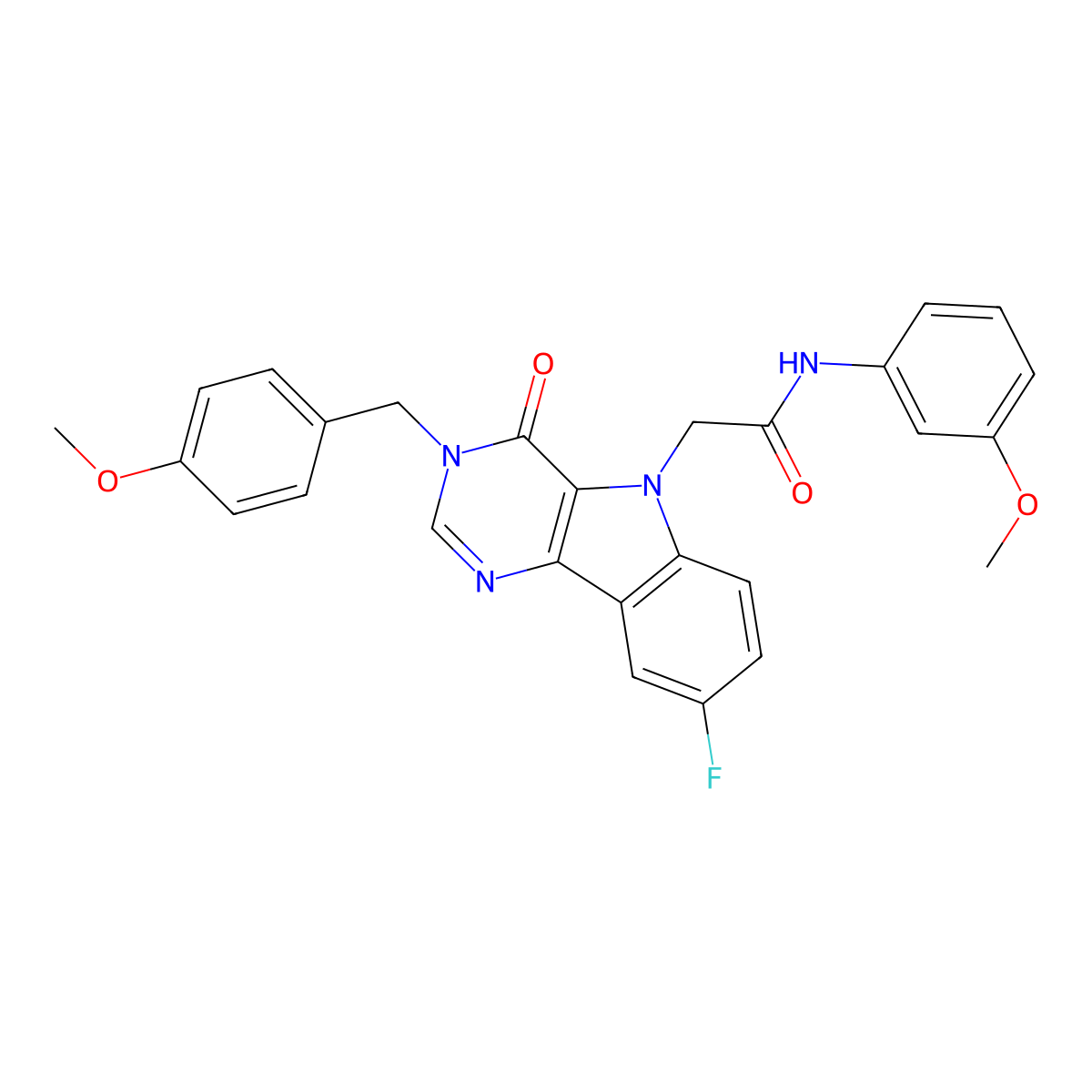 2-(8-fluoro-3-(4-methoxybenzyl)-4-oxo-3H-pyrimido[5,4-b]indol-5(4H)-yl)-N-(3-methoxyphenyl)acetamide molecular structure, CAS 1040663-16-8