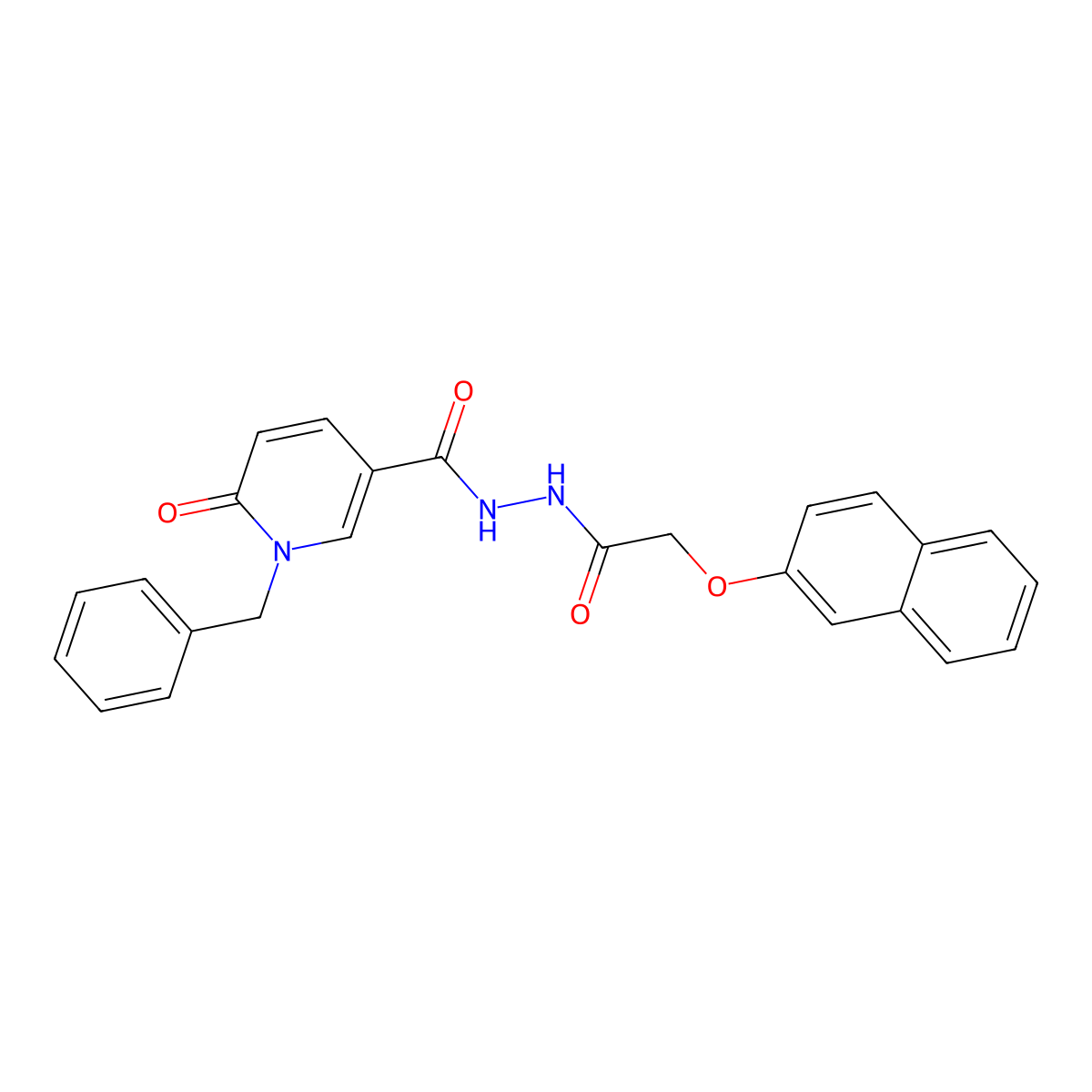 1-benzyl-N'-(2-(naphthalen-2-yloxy)acetyl)-6-oxo-1,6-dihydropyridine-3-carbohydrazide molecular structure, CAS 1040663-19-1