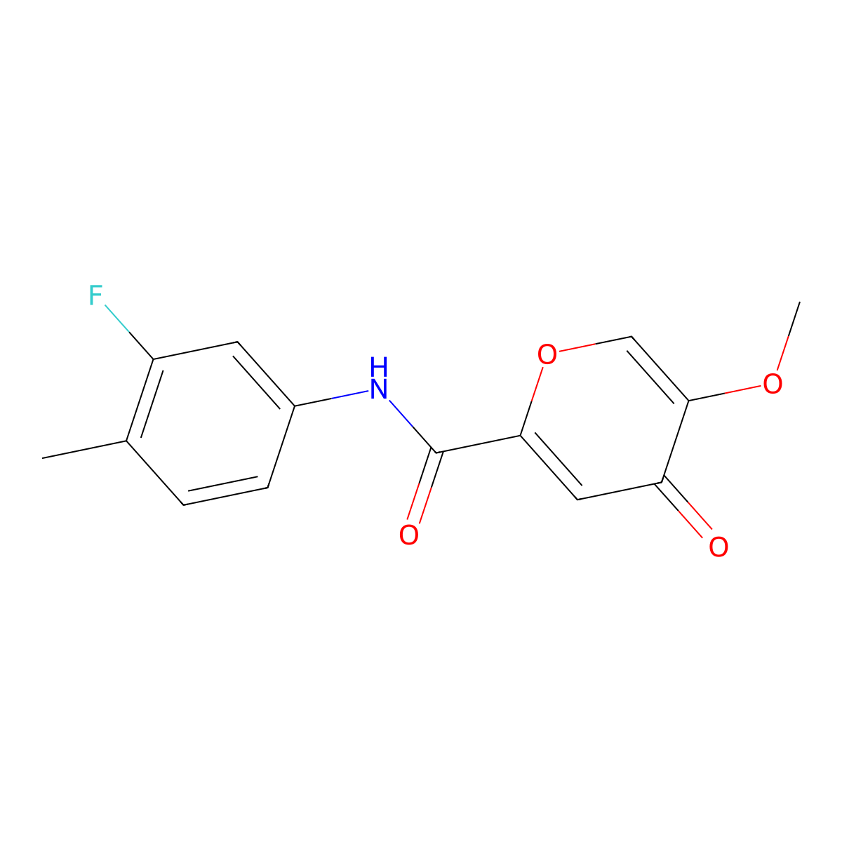N-(3-fluoro-4-methylphenyl)-5-methoxy-4-oxo-4H-pyran-2-carboxamide molecular structure, CAS 1040663-22-6