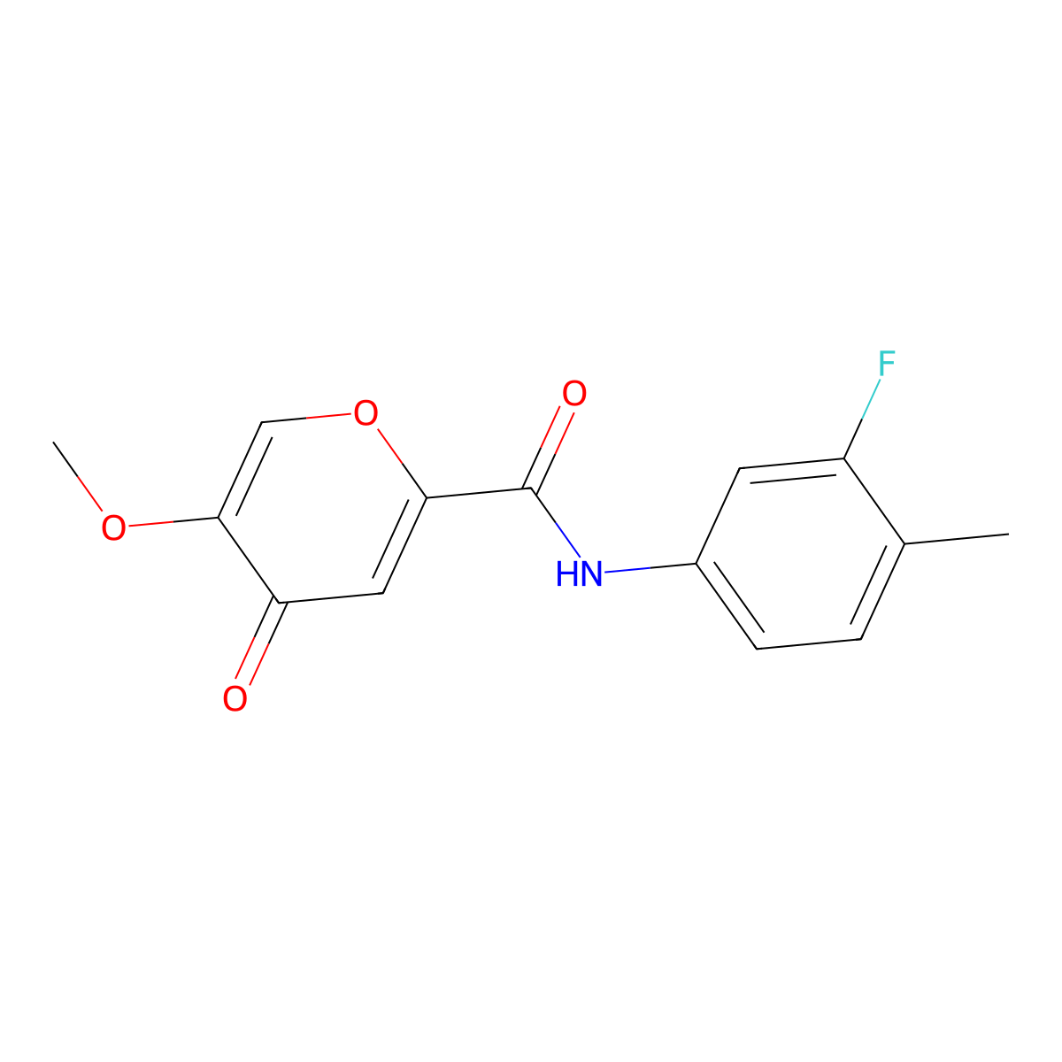 N-(3-fluoro-4-methylphenyl)-5-methoxy-4-oxo-4H-pyran-2-carboxamide molecular structure, CAS 1040663-22-6