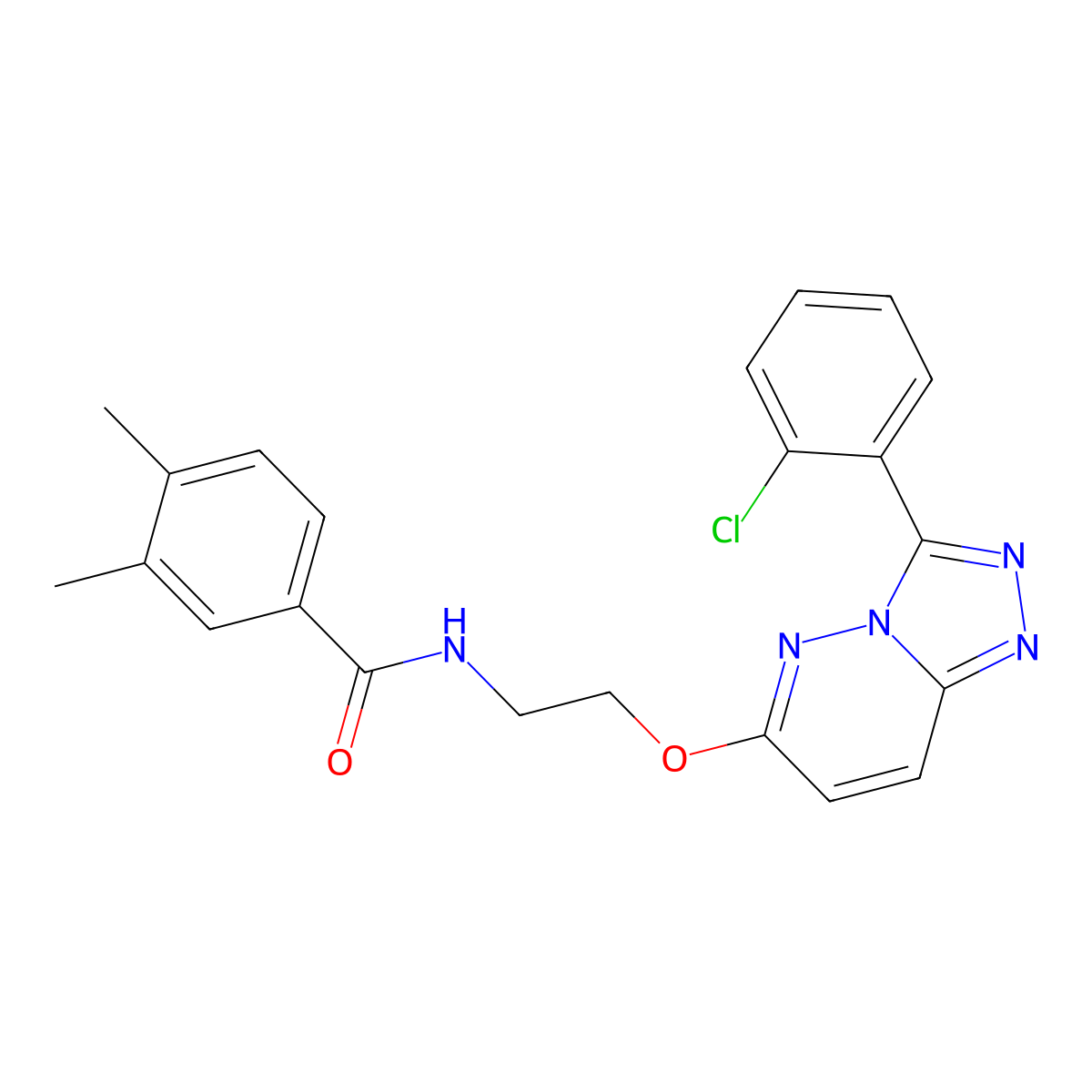 N-(2-{[3-(2-chlorophenyl)-[1,2,4]triazolo[4,3-b]pyridazin-6-yl]oxy}ethyl)-3,4-dimethylbenzamide molecular structure, CAS 1040663-28-2