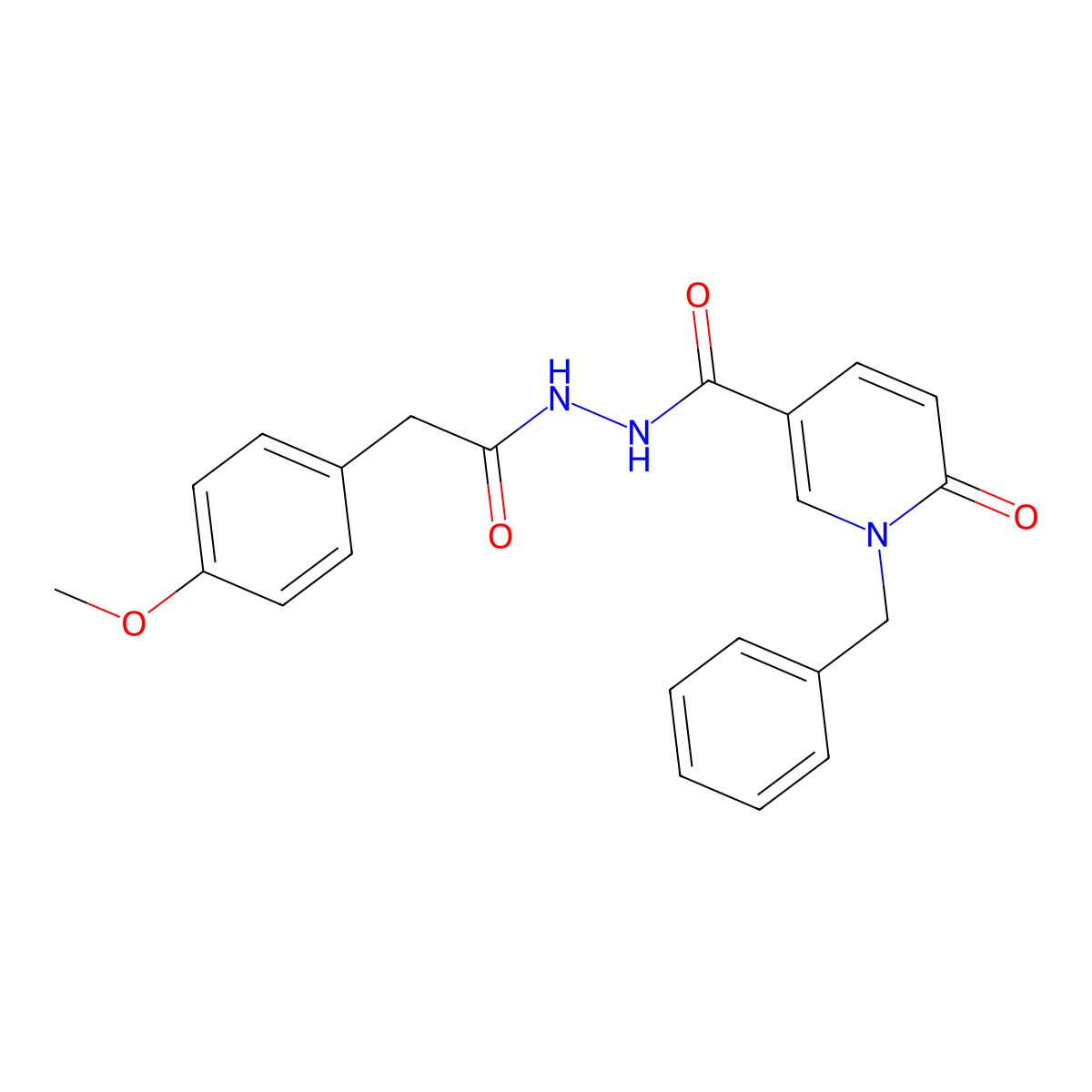 1-benzyl-N'-(2-(4-methoxyphenyl)acetyl)-6-oxo-1,6-dihydropyridine-3-carbohydrazide molecular structure, CAS 1040663-35-1