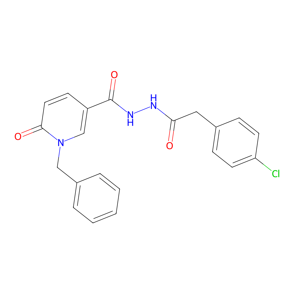 N'-(1-benzyl-6-oxo-1,6-dihydropyridine-3-carbonyl)-2-(4-chlorophenyl)acetohydrazide molecular structure, CAS 1040663-43-1