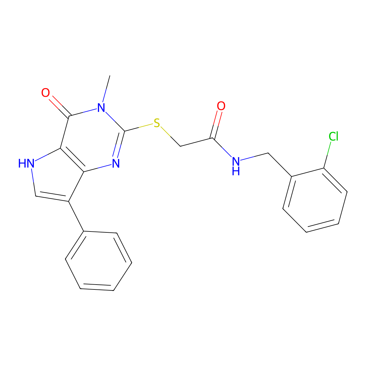 N-[(2-chlorophenyl)methyl]-2-({3-methyl-4-oxo-7-phenyl-3H,4H,5H-pyrrolo[3,2-d]pyrimidin-2-yl}sulfanyl)acetamide molecular structure, CAS 1040663-45-3