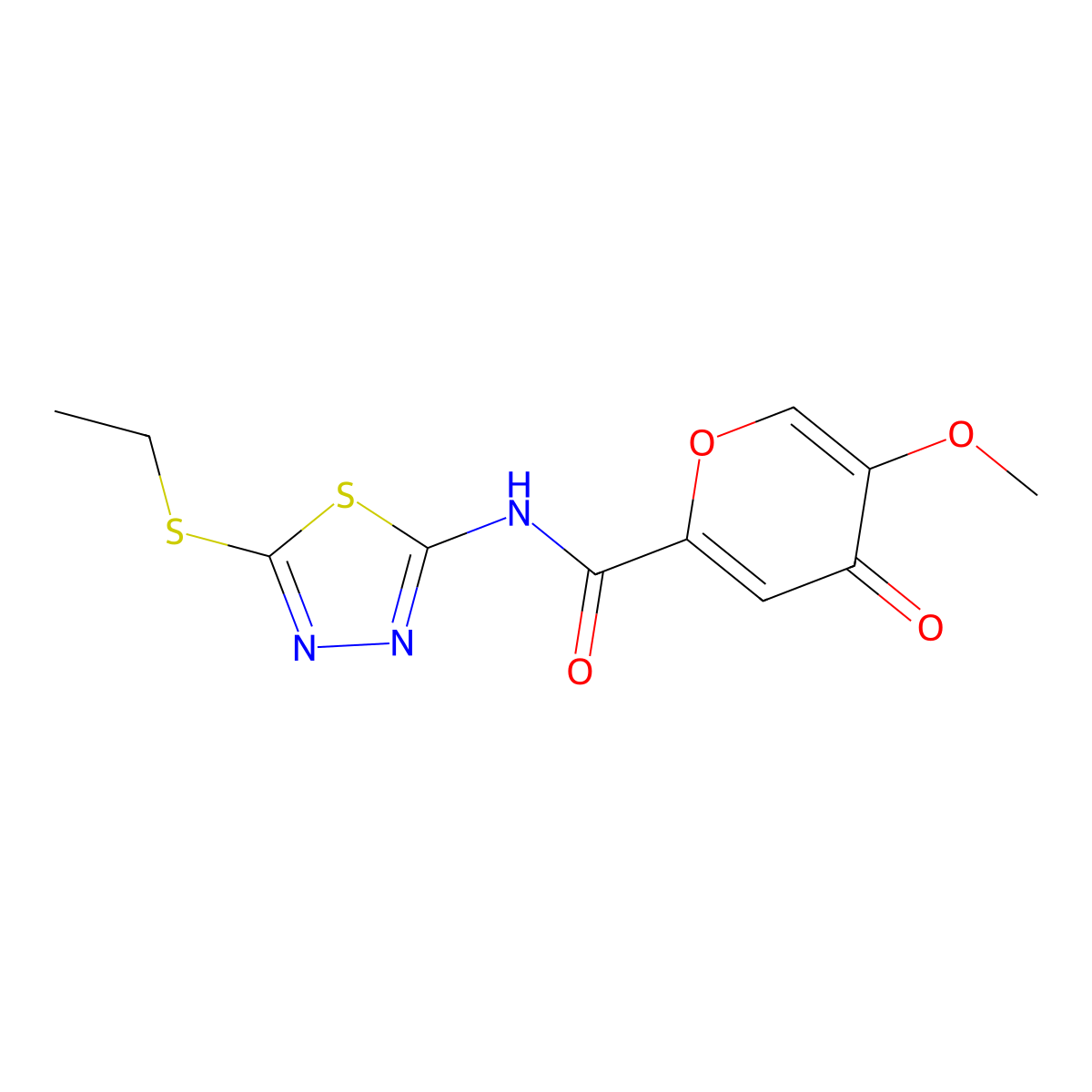 N-[5-(ethylsulfanyl)-1,3,4-thiadiazol-2-yl]-5-methoxy-4-oxo-4H-pyran-2-carboxamide molecular structure, CAS 1040663-46-4