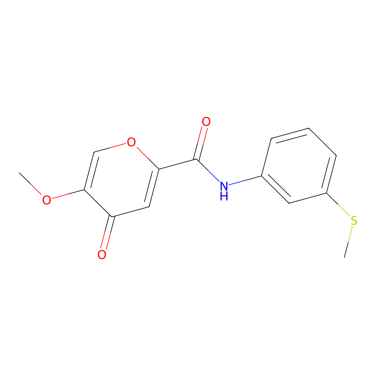 5-methoxy-N-(3-(methylthio)phenyl)-4-oxo-4H-pyran-2-carboxamide molecular structure, CAS 1040663-54-4
