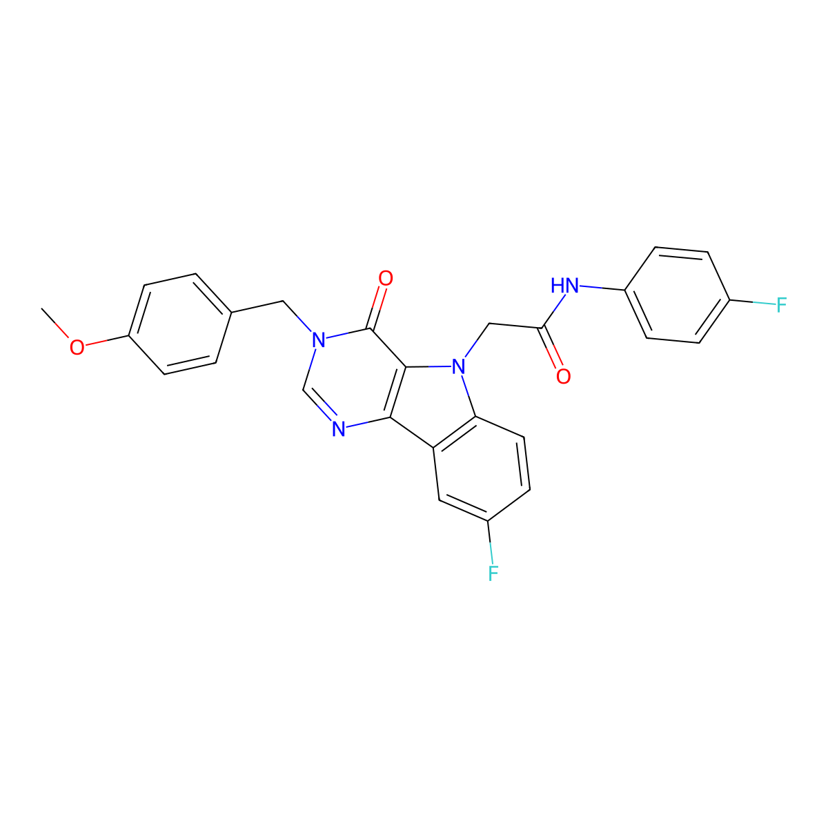 2-(8-fluoro-3-(4-methoxybenzyl)-4-oxo-3H-pyrimido[5,4-b]indol-5(4H)-yl)-N-(4-fluorophenyl)acetamide molecular structure, CAS 1040663-56-6