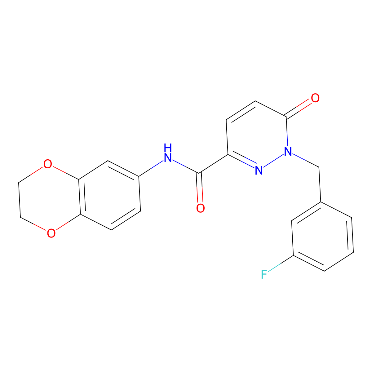 N-(2,3-dihydrobenzo[b][1,4]dioxin-6-yl)-1-(3-fluorobenzyl)-6-oxo-1,6-dihydropyridazine-3-carboxamide molecular structure, CAS 1040663-63-5