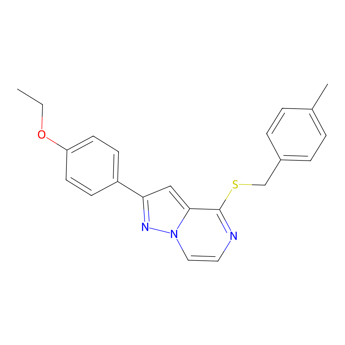 2-(4-Ethoxyphenyl)-4-{[(4-methylphenyl)methyl]sulfanyl}pyrazolo[1,5-A]pyrazine molecular structure, CAS 1040663-66-8