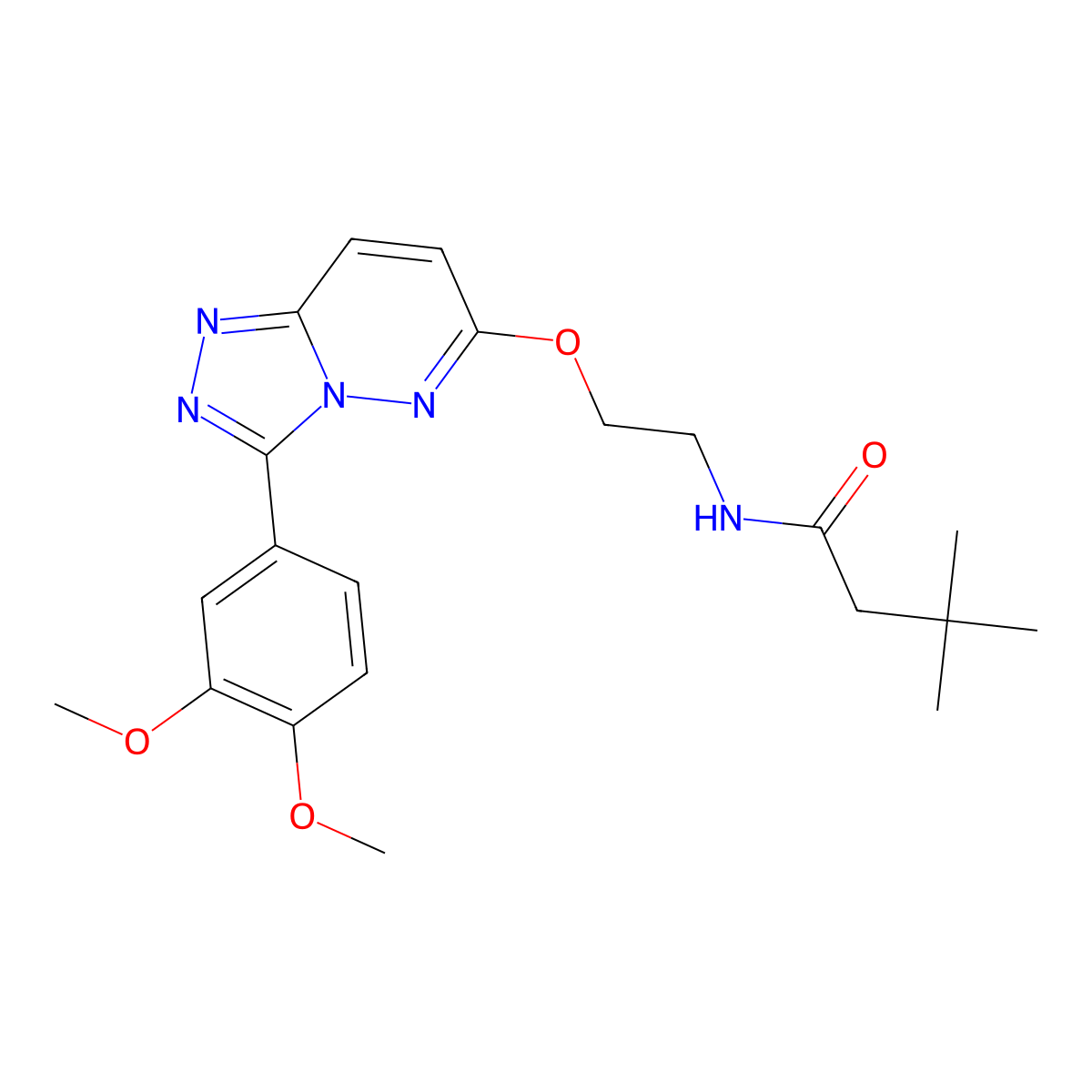 N-(2-((3-(3,4-dimethoxyphenyl)-[1,2,4]triazolo[4,3-b]pyridazin-6-yl)oxy)ethyl)-3,3-dimethylbutanamide molecular structure, CAS 1040663-68-0