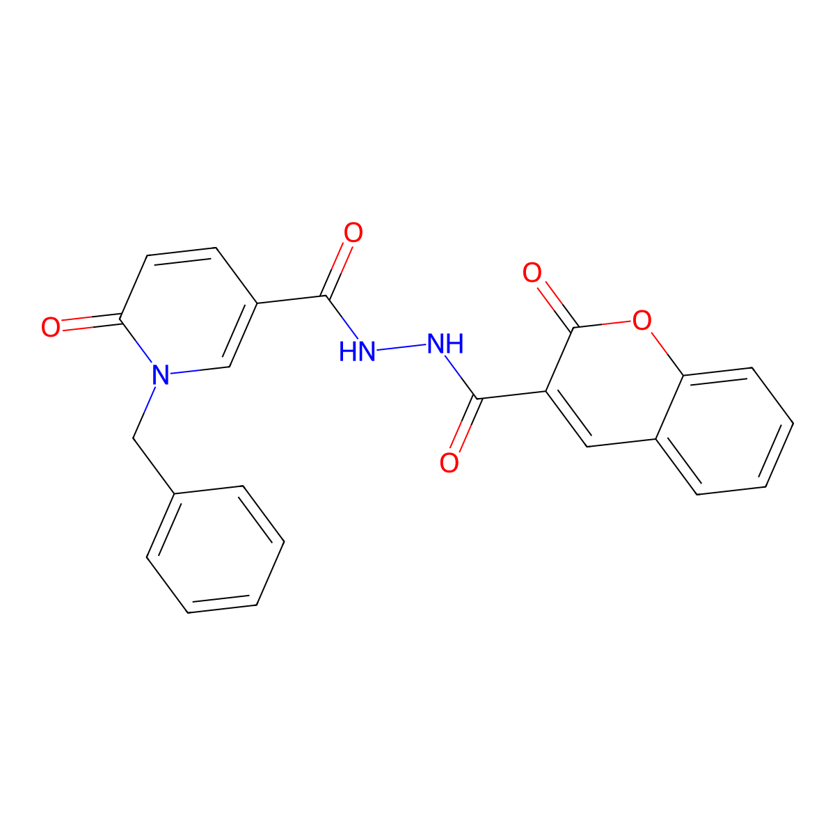 1-benzyl-6-oxo-N'-(2-oxo-2H-chromene-3-carbonyl)-1,6-dihydropyridine-3-carbohydrazide molecular structure, CAS 1040663-75-9