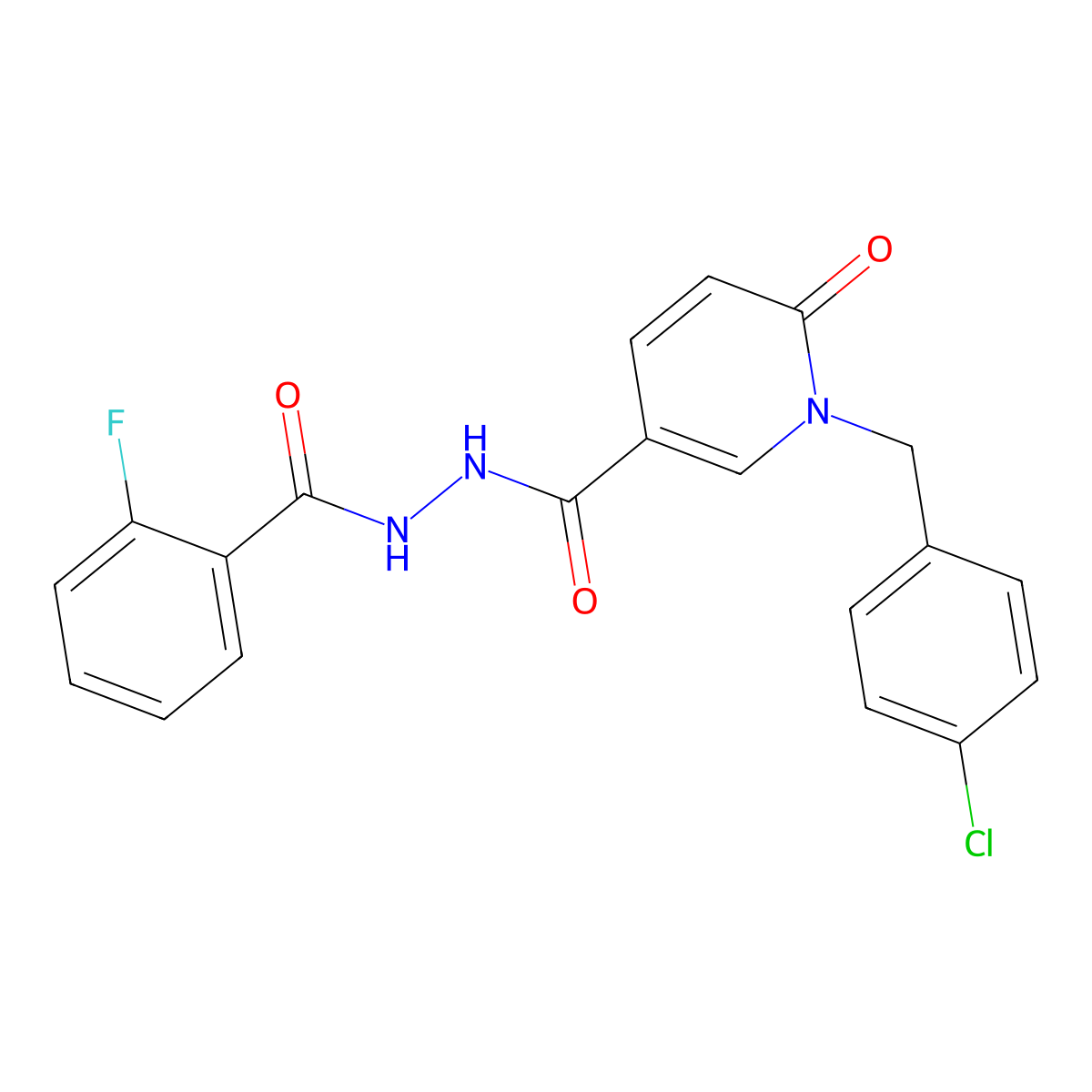 N'-{1-[(4-chlorophenyl)methyl]-6-oxo-1,6-dihydropyridine-3-carbonyl}-2-fluorobenzohydrazide molecular structure, CAS 1040663-83-9