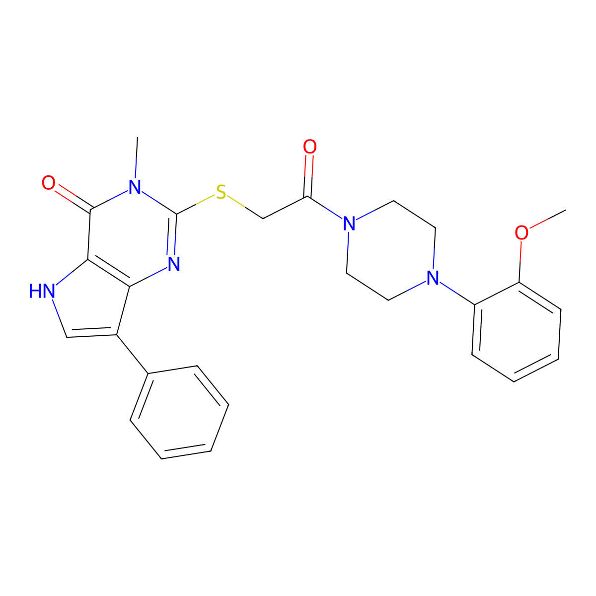 2-((2-(4-(2-methoxyphenyl)piperazin-1-yl)-2-oxoethyl)thio)-3-methyl-7-phenyl-3H-pyrrolo[3,2-d]pyrimidin-4(5H)-one molecular structure, CAS 1040663-85-1