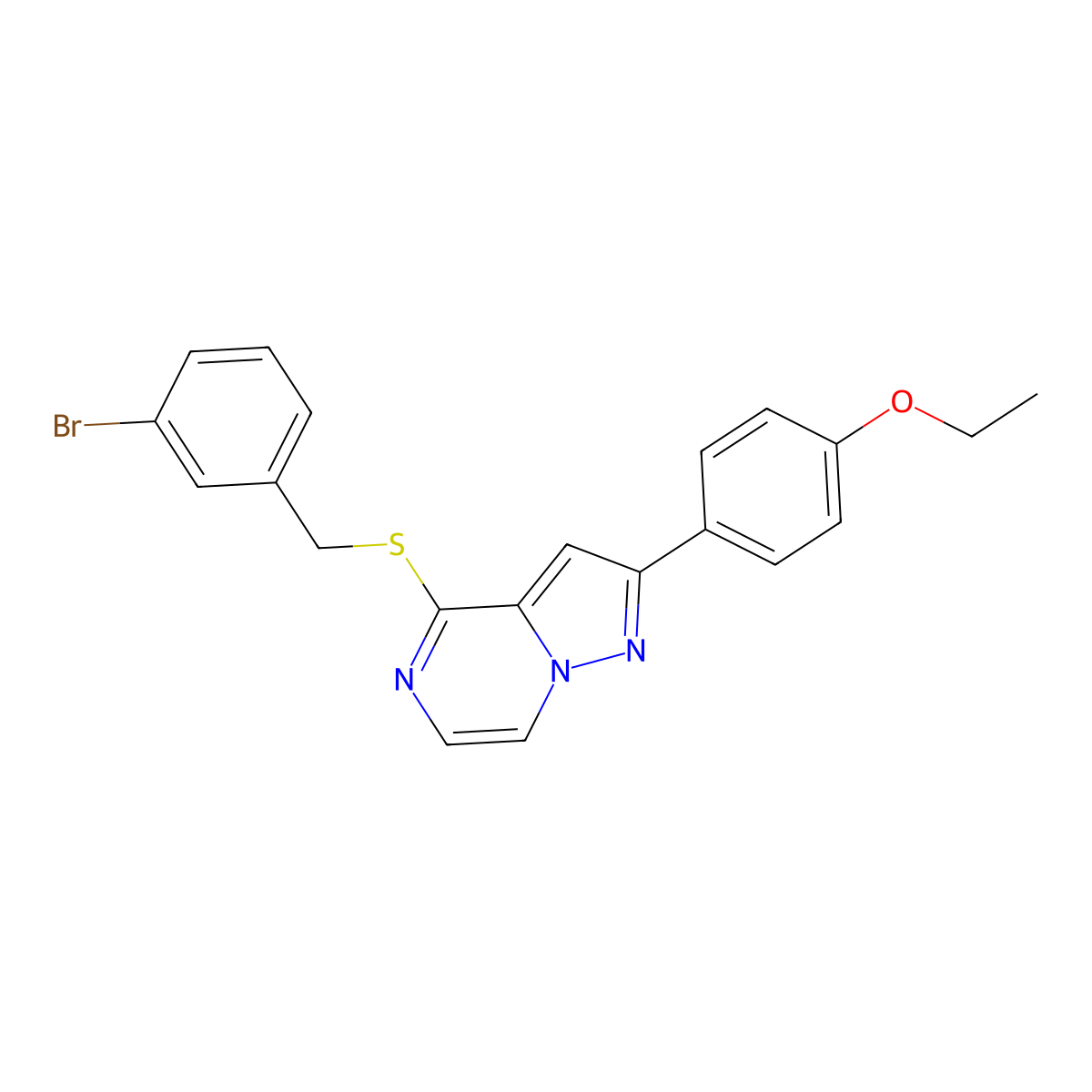 4-[(3-Bromobenzyl)thio]-2-(4-ethoxyphenyl)pyrazolo[1,5-a]pyrazine molecular structure, CAS 1040663-98-6