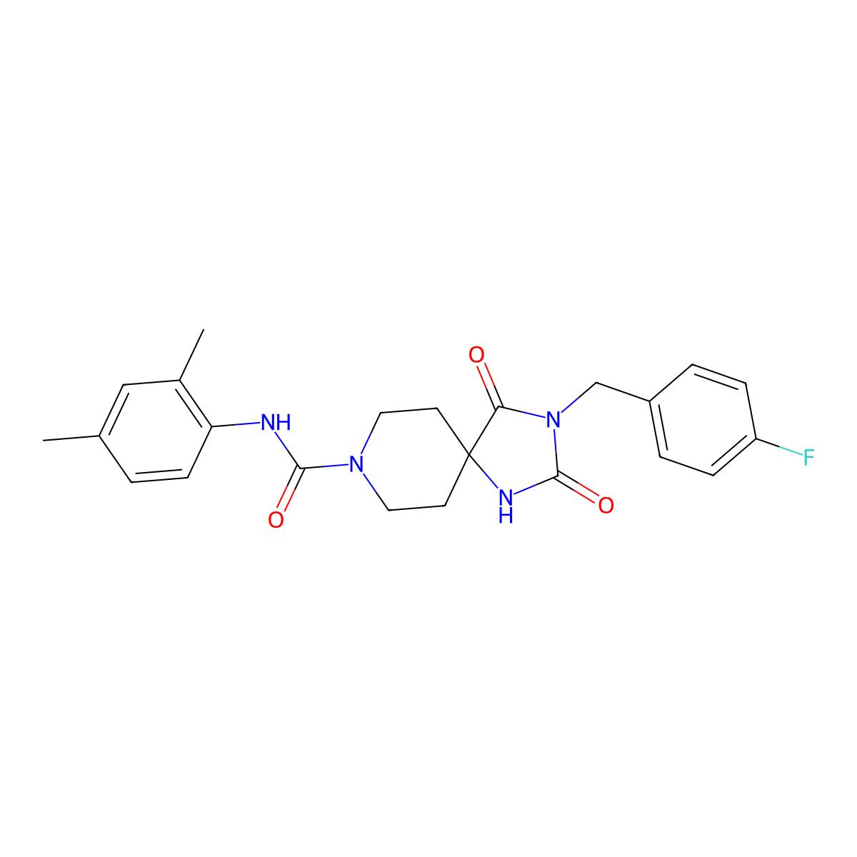 N-(2,4-dimethylphenyl)-3-(4-fluorobenzyl)-2,4-dioxo-1,3,8-triazaspiro[4.5]decane-8-carboxamide molecular structure, CAS 1040664-00-3