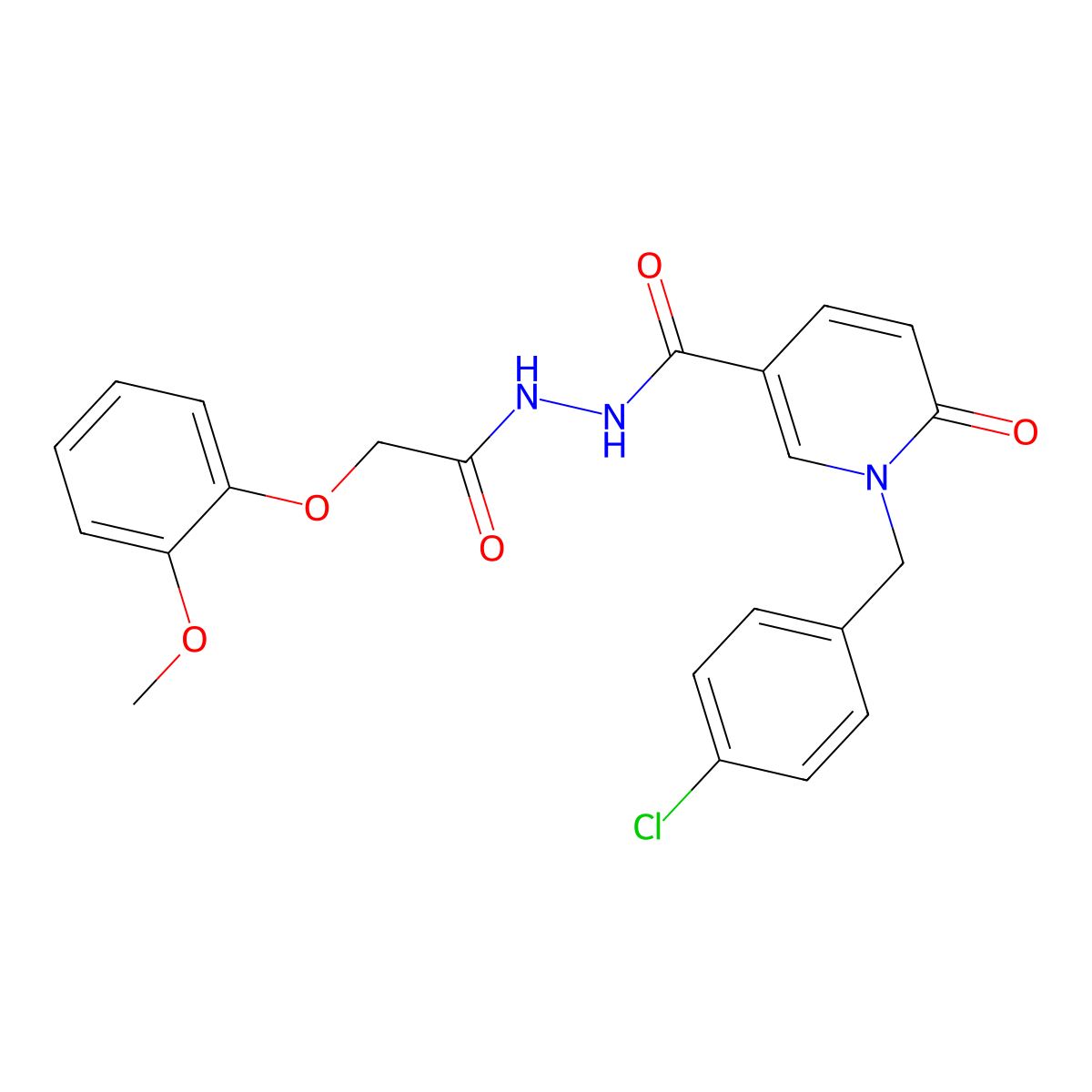 N'-{1-[(4-chlorophenyl)methyl]-6-oxo-1,6-dihydropyridine-3-carbonyl}-2-(2-methoxyphenoxy)acetohydrazide molecular structure, CAS 1040664-07-0
