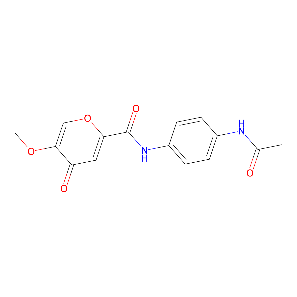 N-(4-acetamidophenyl)-5-methoxy-4-oxo-4H-pyran-2-carboxamide molecular structure, CAS 1040664-10-5