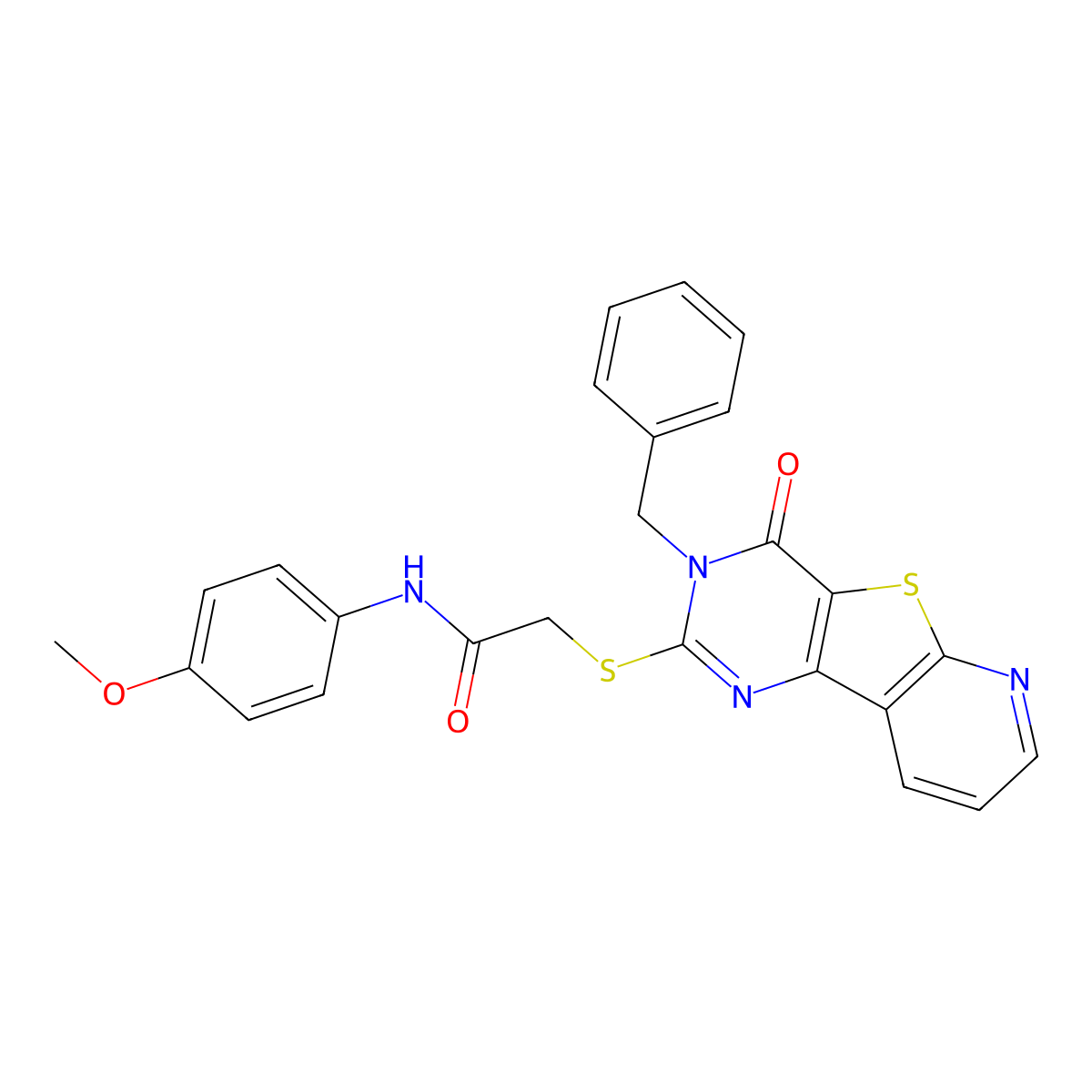2-({5-benzyl-6-oxo-8-thia-3,5,10-triazatricyclo[7.4.0.0^{2,7}]trideca-1(9),2(7),3,10,12-pentaen-4-yl}sulfanyl)-N-(4-methoxyphenyl)acetamide molecular structure, CAS 1040664-12-7