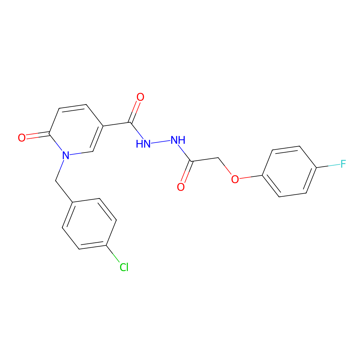 N'-{1-[(4-chlorophenyl)methyl]-6-oxo-1,6-dihydropyridine-3-carbonyl}-2-(4-fluorophenoxy)acetohydrazide molecular structure, CAS 1040664-15-0