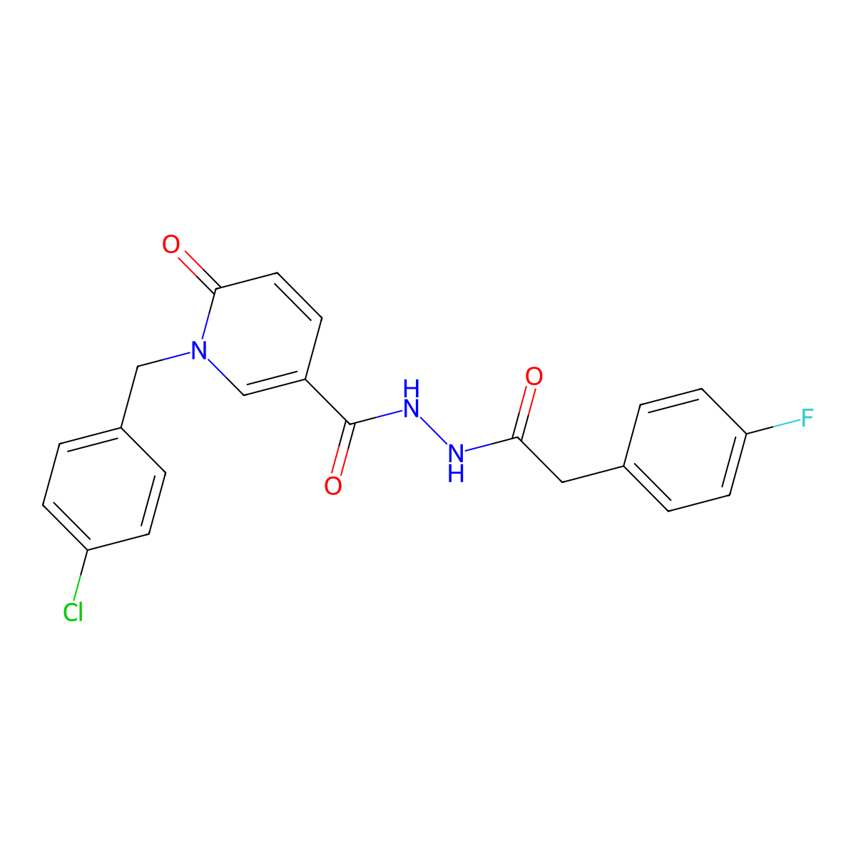 N'-{1-[(4-chlorophenyl)methyl]-6-oxo-1,6-dihydropyridine-3-carbonyl}-2-(4-fluorophenyl)acetohydrazide molecular structure, CAS 1040664-23-0