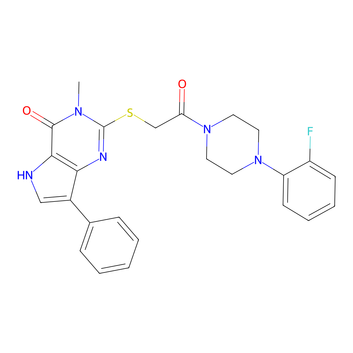 2-({2-[4-(2-fluorophenyl)piperazin-1-yl]-2-oxoethyl}sulfanyl)-3-methyl-7-phenyl-3H,4H,5H-pyrrolo[3,2-d]pyrimidin-4-one molecular structure, CAS 1040664-25-2