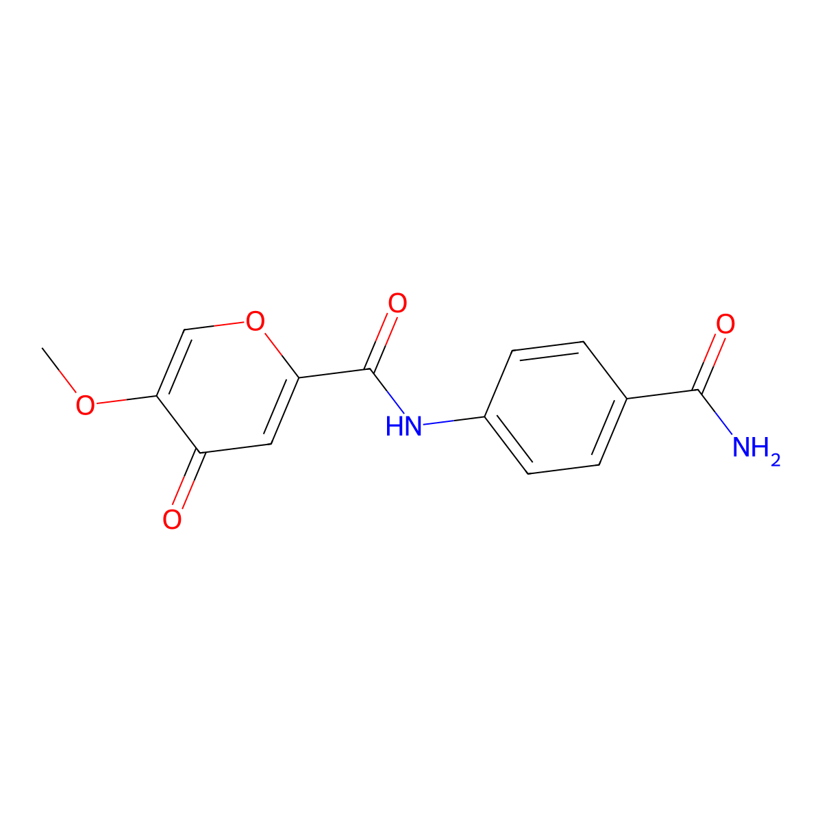 N-(4-carbamoylphenyl)-5-methoxy-4-oxo-4H-pyran-2-carboxamide molecular structure, CAS 1040664-26-3
