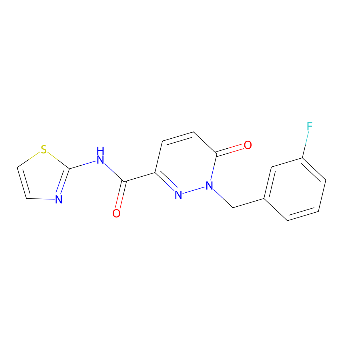 1-(3-fluorobenzyl)-6-oxo-N-(thiazol-2-yl)-1,6-dihydropyridazine-3-carboxamide molecular structure, CAS 1040664-27-4