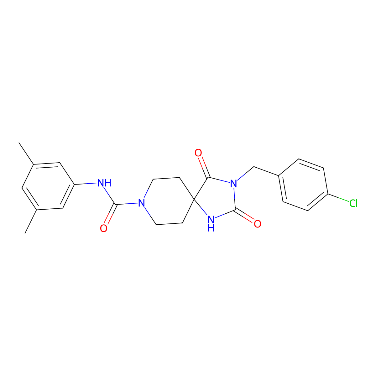 3-(4-chlorobenzyl)-N-(3,5-dimethylphenyl)-2,4-dioxo-1,3,8-triazaspiro[4.5]decane-8-carboxamide molecular structure, CAS 1040664-32-1