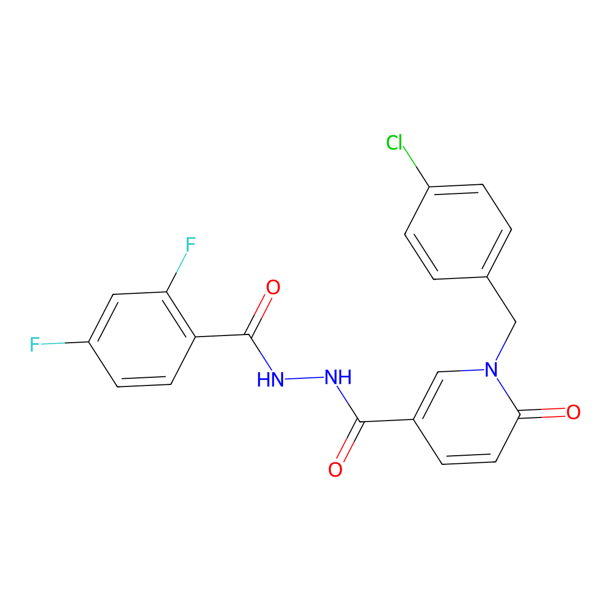 N'-{1-[(4-chlorophenyl)methyl]-6-oxo-1,6-dihydropyridine-3-carbonyl}-2,4-difluorobenzohydrazide molecular structure, CAS 1040664-52-5