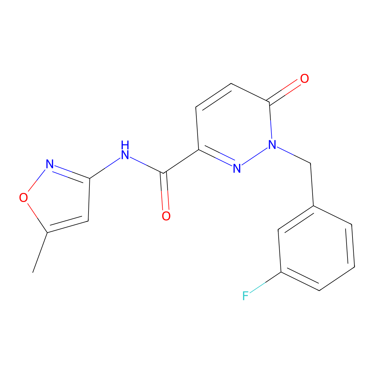 1-(3-fluorobenzyl)-N-(5-methylisoxazol-3-yl)-6-oxo-1,6-dihydropyridazine-3-carboxamide molecular structure, CAS 1040664-56-9