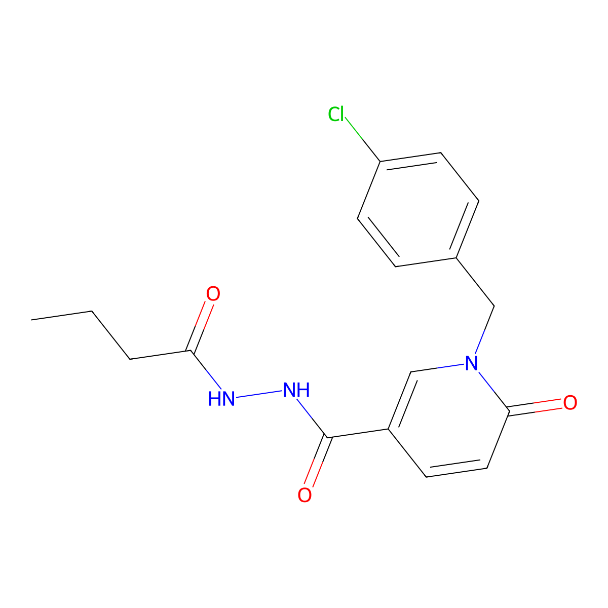 N'-butanoyl-1-[(4-chlorophenyl)methyl]-6-oxo-1,6-dihydropyridine-3-carbohydrazide molecular structure, CAS 1040664-59-2