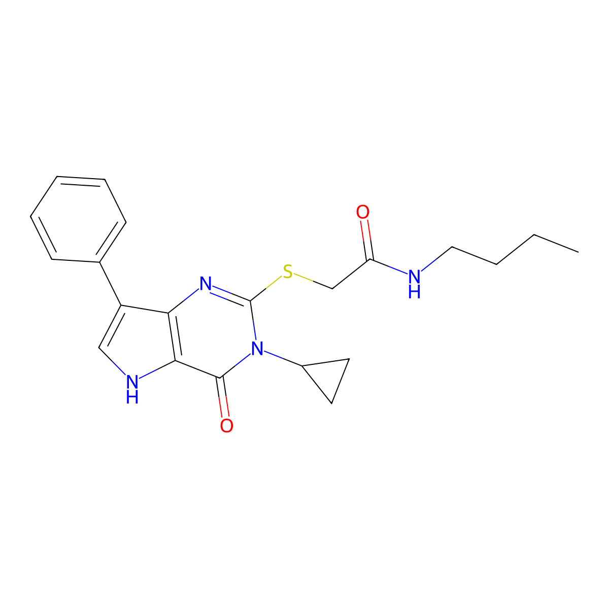 N-butyl-2-({3-cyclopropyl-4-oxo-7-phenyl-3H,4H,5H-pyrrolo[3,2-d]pyrimidin-2-yl}sulfanyl)acetamide molecular structure, CAS 1040664-61-6