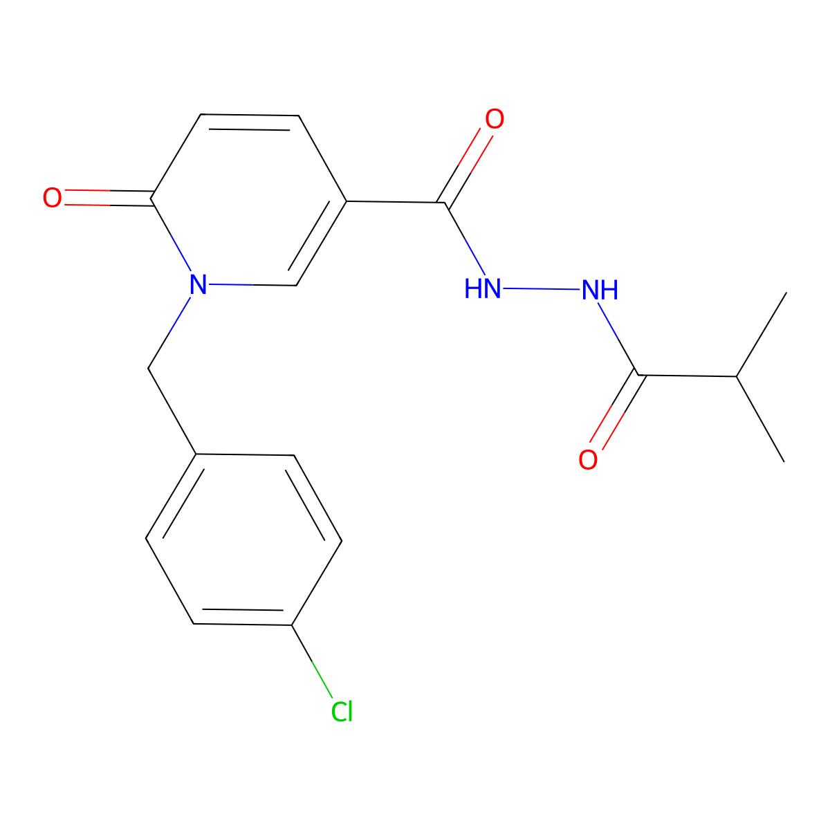 1-[(4-chlorophenyl)methyl]-N'-(2-methylpropanoyl)-6-oxo-1,6-dihydropyridine-3-carbohydrazide molecular structure, CAS 1040664-66-1