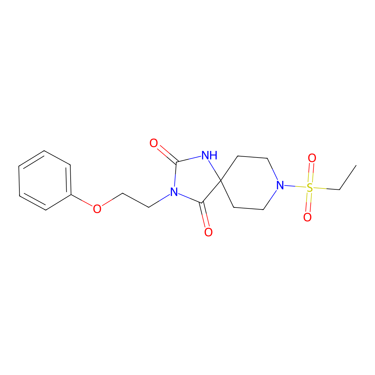8-(Ethanesulfonyl)-3-(2-phenoxyethyl)-1,3,8-triazaspiro[4.5]decane-2,4-dione molecular structure, CAS 1040664-67-2
