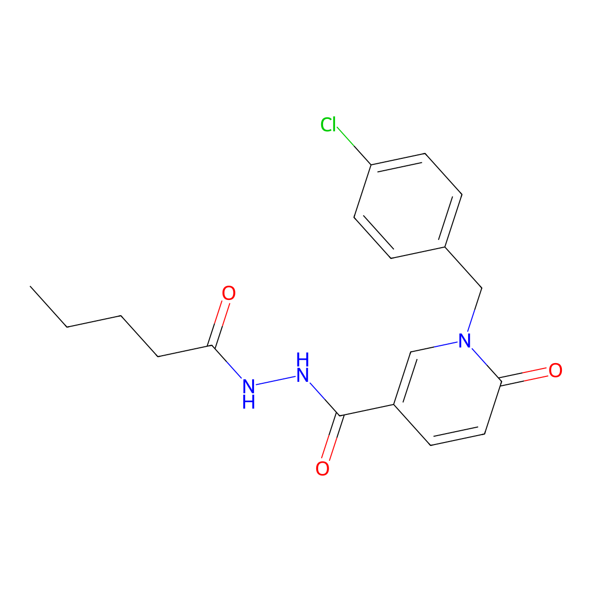 1-[(4-chlorophenyl)methyl]-6-oxo-N'-pentanoyl-1,6-dihydropyridine-3-carbohydrazide molecular structure, CAS 1040664-73-0