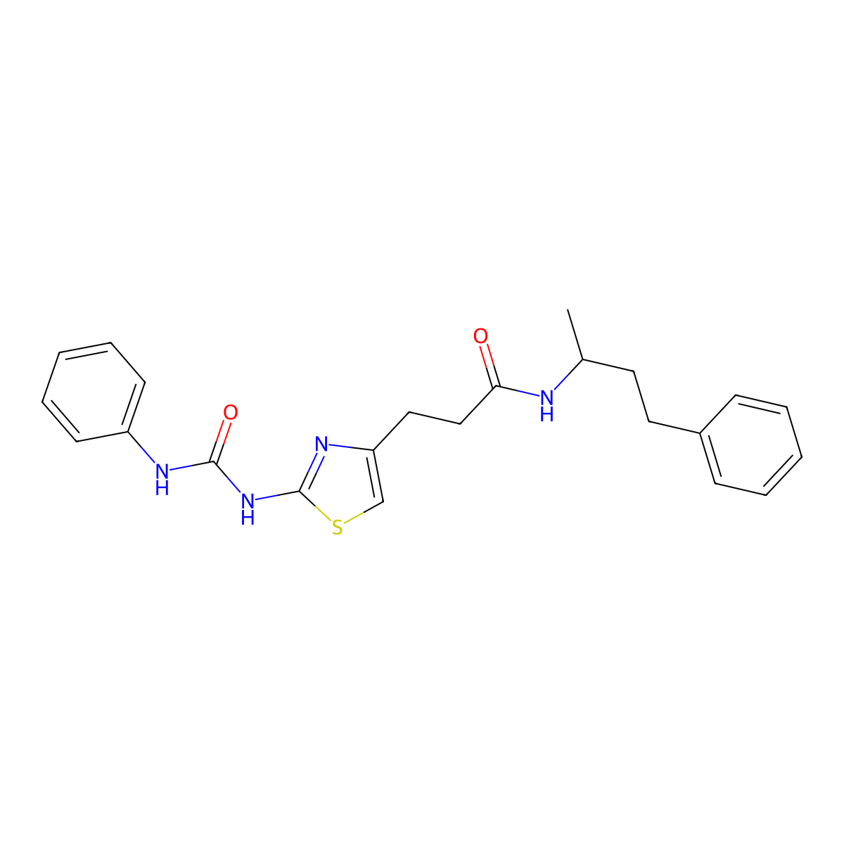 N-(4-phenylbutan-2-yl)-3-(2-(3-phenylureido)thiazol-4-yl)propanamide molecular structure, CAS 1040664-75-2