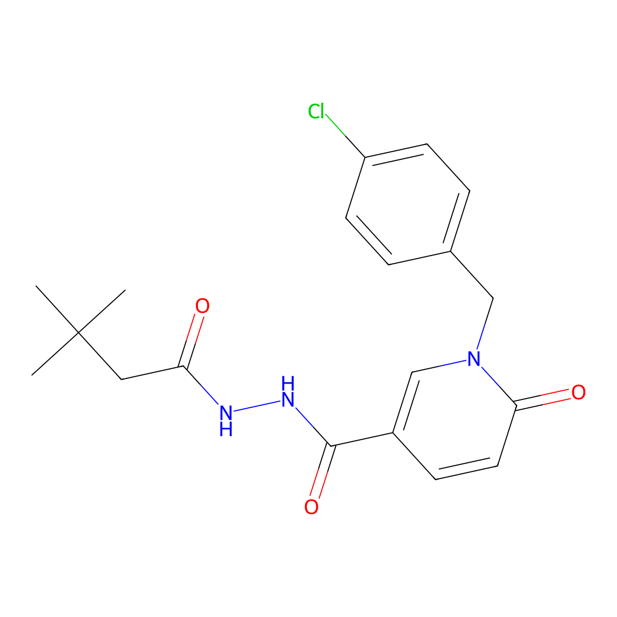 1-[(4-chlorophenyl)methyl]-N'-(3,3-dimethylbutanoyl)-6-oxo-1,6-dihydropyridine-3-carbohydrazide molecular structure, CAS 1040664-81-0