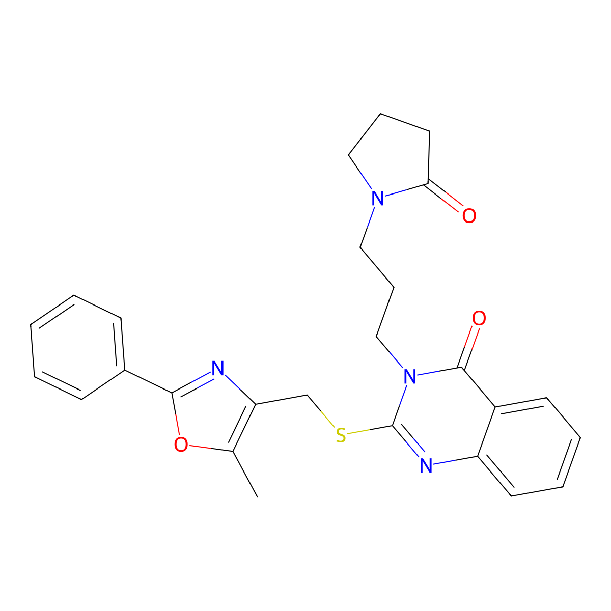 2-{[(5-Methyl-2-phenyl-1,3-oxazol-4-yl)methyl]sulfanyl}-3-[3-(2-oxopyrrolidin-1-yl)propyl]-3,4-dihydroquinazolin-4-one molecular structure, CAS 1040664-84-3