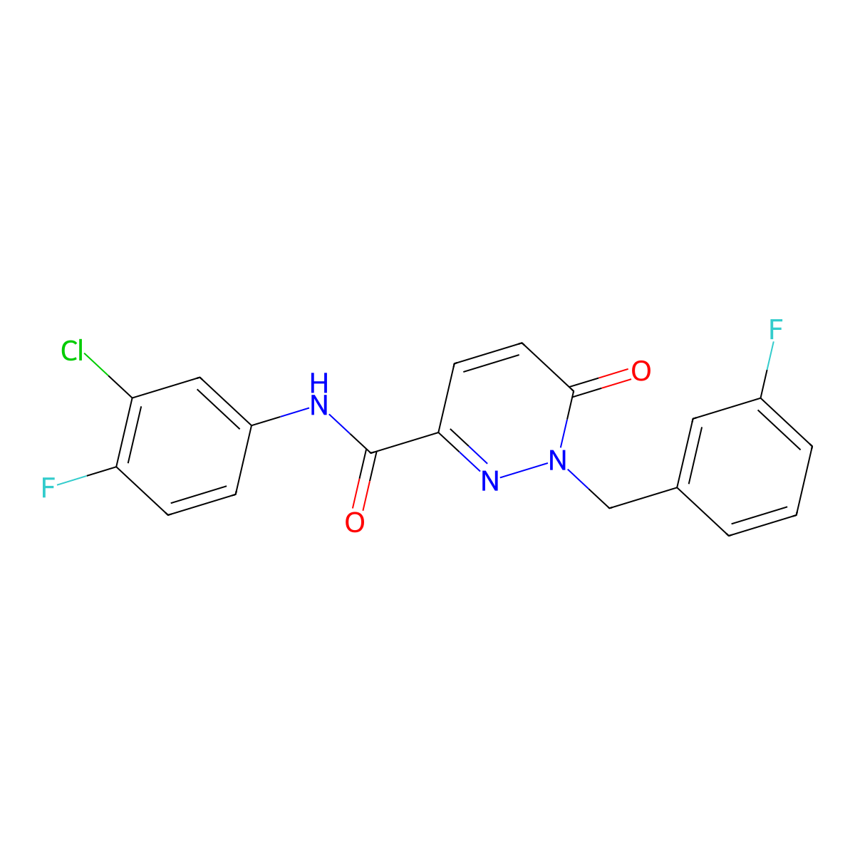 N-(3-chloro-4-fluorophenyl)-1-(3-fluorobenzyl)-6-oxo-1,6-dihydropyridazine-3-carboxamide molecular structure, CAS 1040664-86-5
