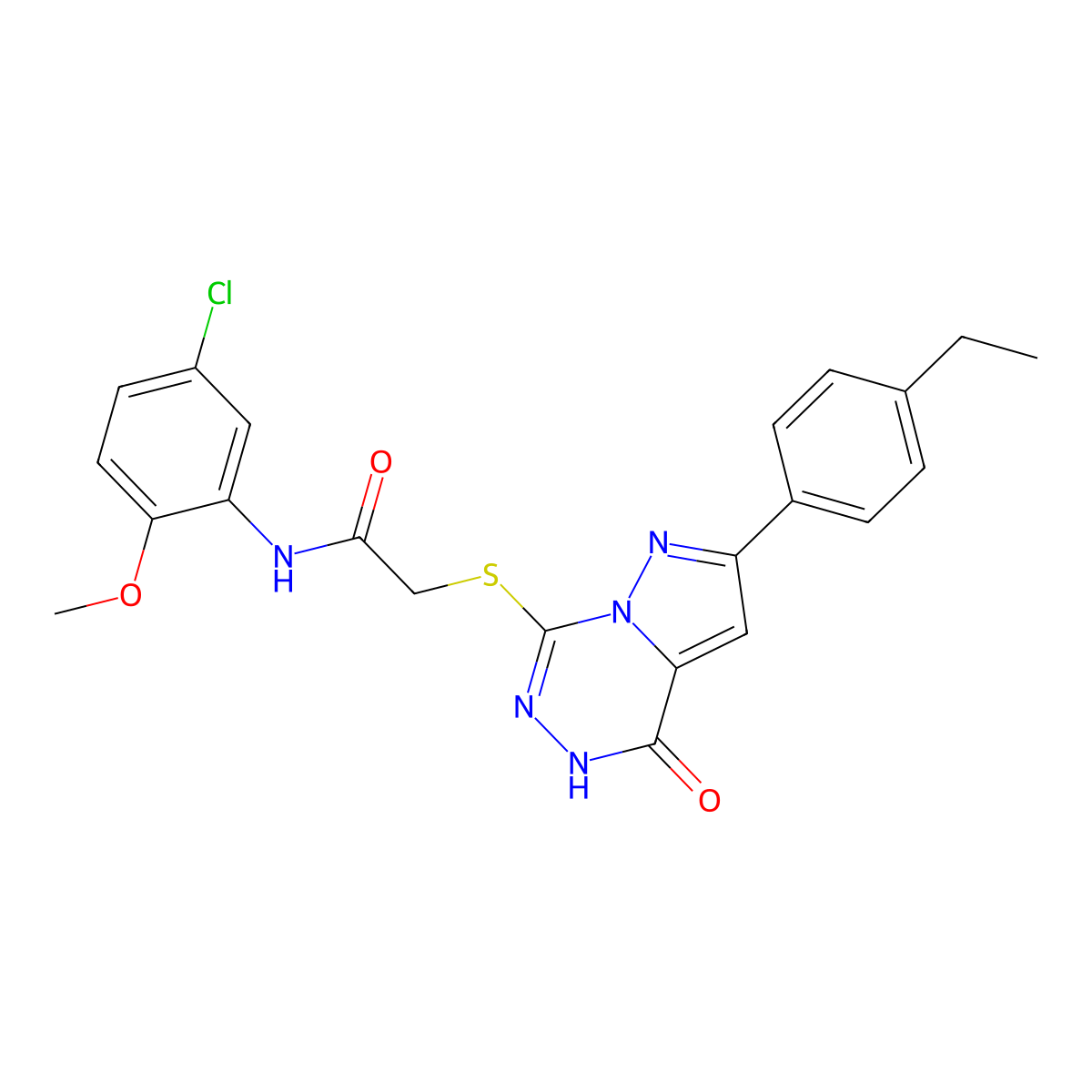 N-(5-chloro-2-methoxyphenyl)-2-((8-(4-ethylphenyl)-(oxo)dihydropyrazolo[1,5-d][1,2,4]triazin-2-yl)thio)acetamide molecular structure, CAS 1040664-88-7