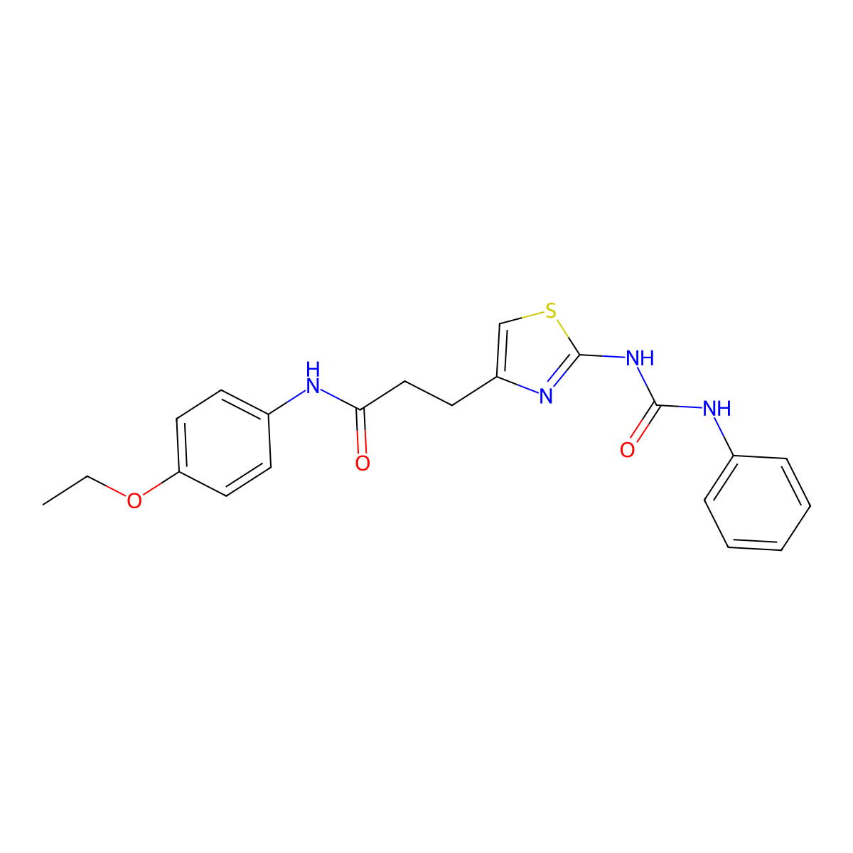 N-(4-ethoxyphenyl)-3-{2-[(phenylcarbamoyl)amino]-1,3-thiazol-4-yl}propanamide molecular structure, CAS 1040664-91-2