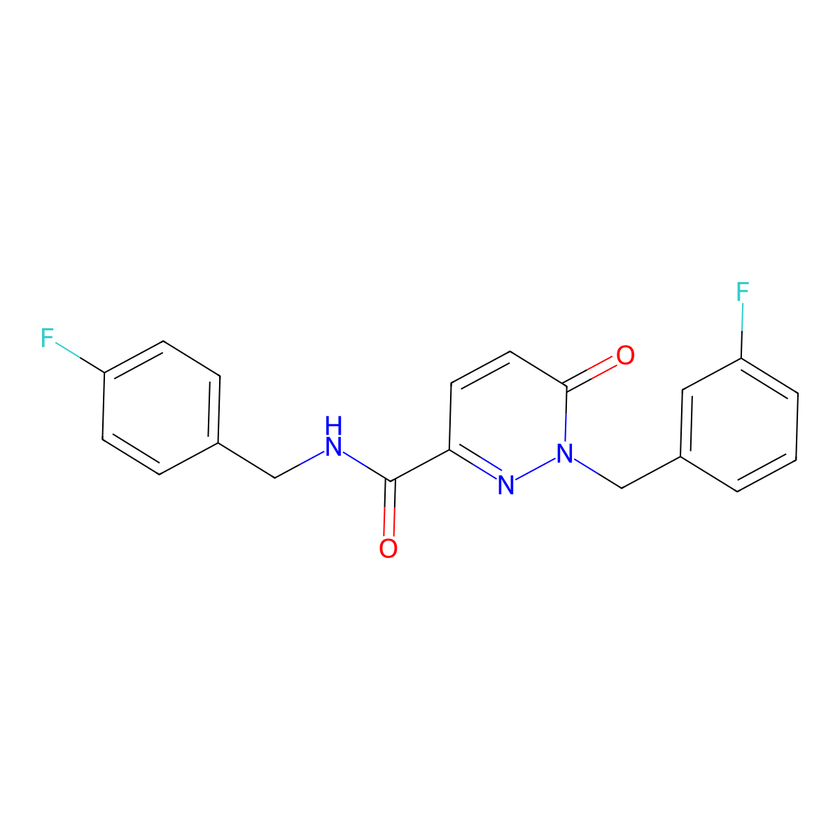 1-[(3-fluorophenyl)methyl]-N-[(4-fluorophenyl)methyl]-6-oxo-1,6-dihydropyridazine-3-carboxamide molecular structure, CAS 1040664-94-5