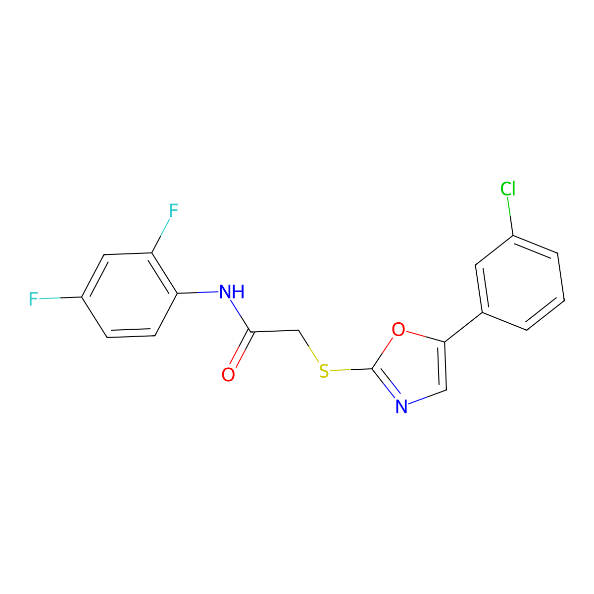 2-{[5-(3-chlorophenyl)-1,3-oxazol-2-yl]sulfanyl}-N-(2,4-difluorophenyl)acetamide molecular structure, CAS 1040665-00-6