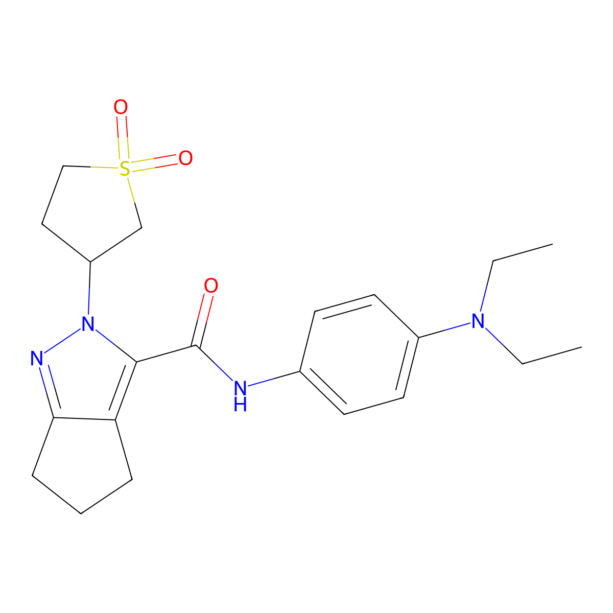 N-(4-(diethylamino)phenyl)-2-(1,1-dioxidotetrahydrothiophen-3-yl)-2,4,5,6-tetrahydrocyclopenta[c]pyrazole-3-carboxamide molecular structure, CAS 1040665-01-7