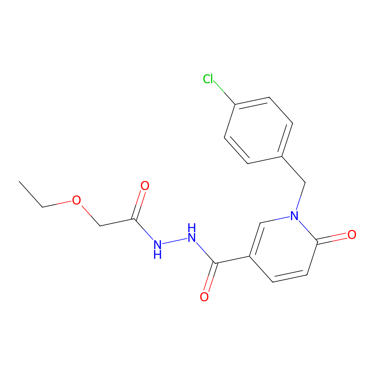 1-[(4-chlorophenyl)methyl]-N'-(2-ethoxyacetyl)-6-oxo-1,6-dihydropyridine-3-carbohydrazide molecular structure, CAS 1040665-05-1